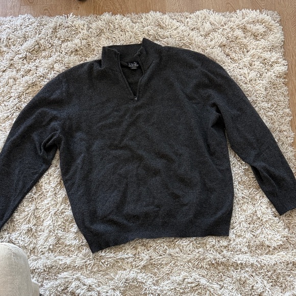Jos. A. Bank Charcoal 100% Cashmere Zip-Up Sweater